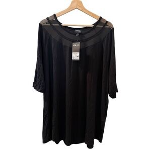 Ulla Popken Black Sheer Accent Top